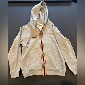 Burberry Gray Hoodie with Rainbow Stripe